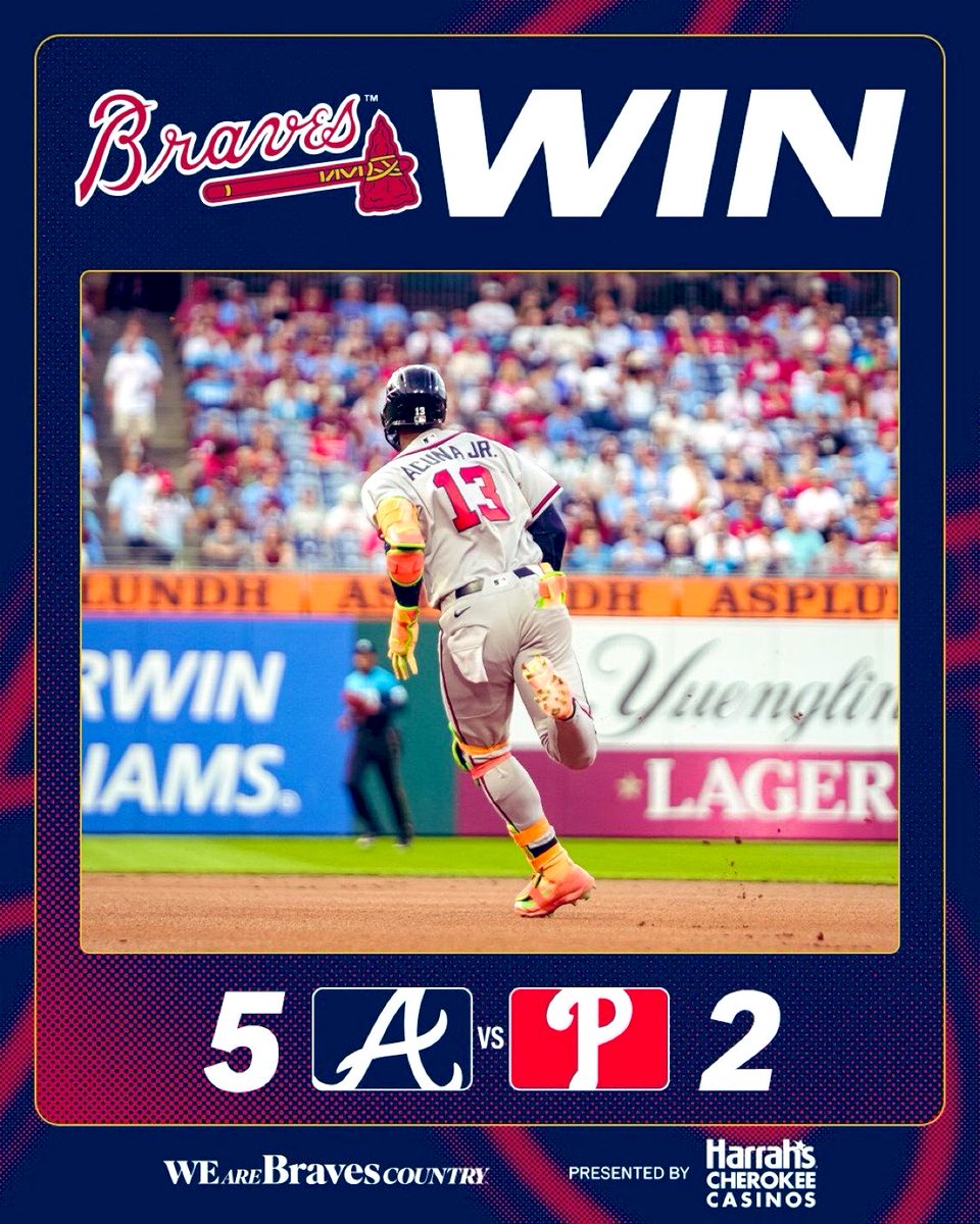 BraveYardShift's tweet photo. HUGE W IN PHILLY #BravesCountry https://t.co/1hfUVn6ume