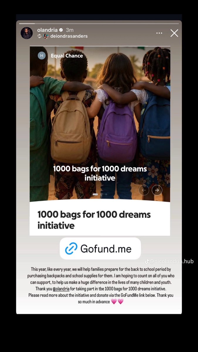 Dee_Sue_'s tweet photo. Olandria is not new to philanthropy, she's true to it. I'm glad Dia will have a chance to go back to school because of Ola's help and others who donated https://t.co/s9QBH7mmhV