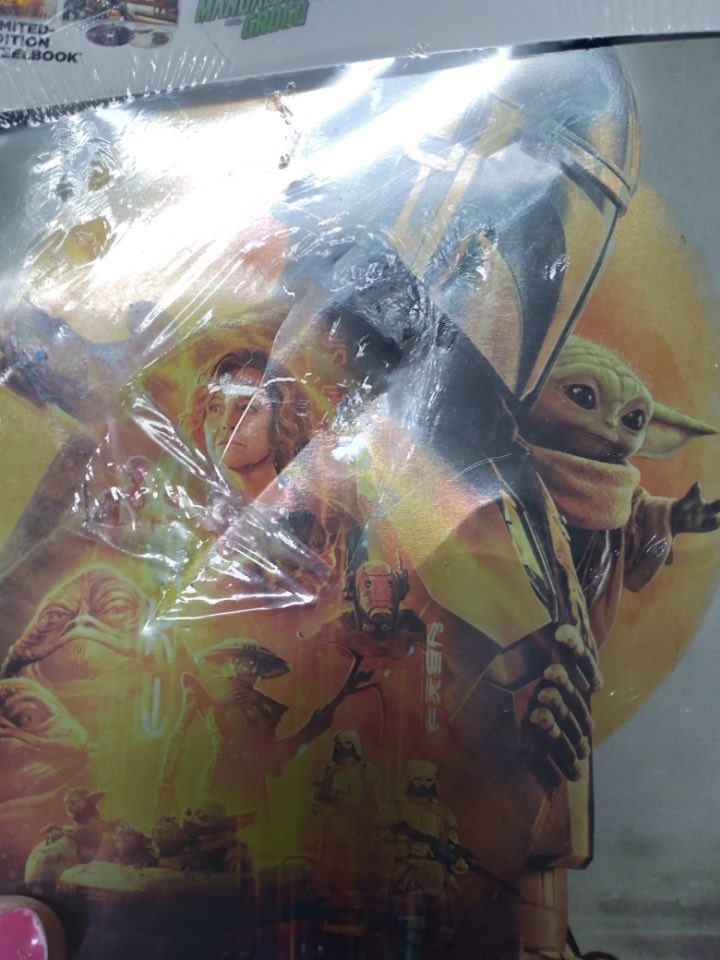 KathrynGeeksOut's tweet photo. Pre-ordered @starwars the Mandalorian and Grogu steelbook from @amazon package arrived all but open and the steelbook is bent to hell with scratches. And guess who doesn’t have them anymore for an even exchange… https://t.co/In7SpQkyvw