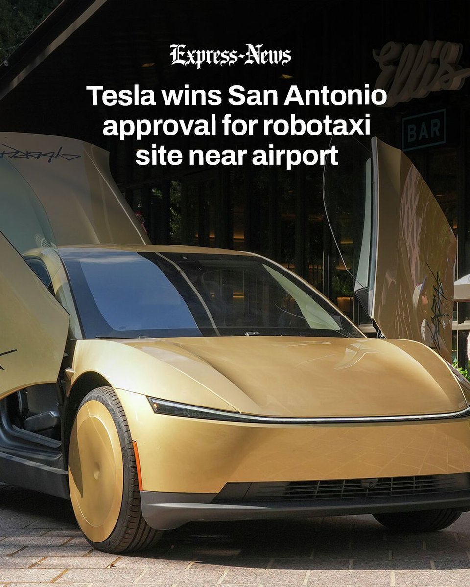 ExpressNews's tweet photo. As Tesla Inc. rolls out self-driving robotaxis in Austin, the San Antonio City Council approved a rezoning request to develop a parking and dispatch site. https://t.co/U2bBIz5jVz https://t.co/o2pbmj7ZZe