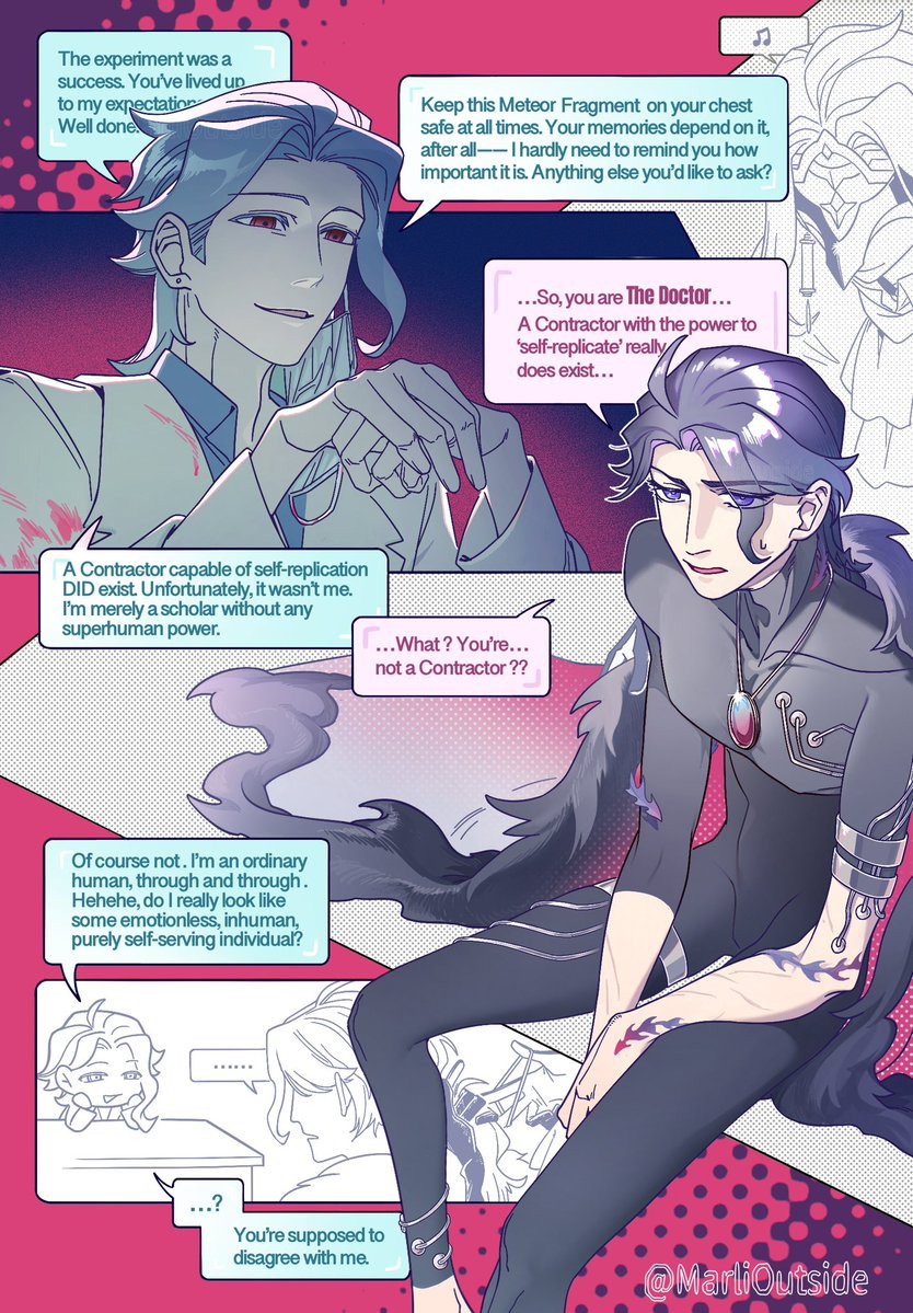 MarliOutside's tweet photo. Dottore &amp; Pantalone in DARKER THAN BLACK au

Set after TV Season 2.
Canon lore】
Contractor：superhuman beings lacking emotions, driven by extreme rationality
Doll: emotionless “mediums” with poor responsiveness.

#GenshinImpact  #panttore #dottore #Pantalone #Zandik #Feofan https://t.co/RU88UPataY
