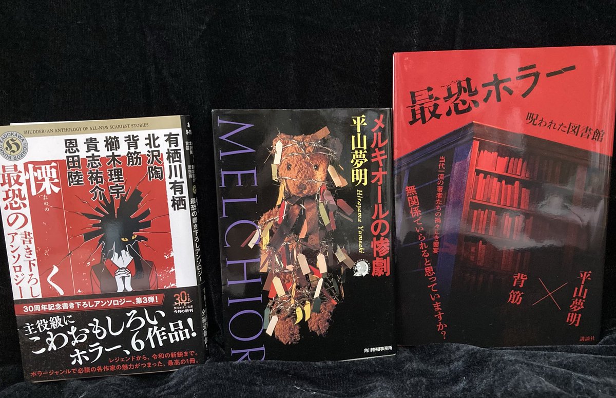 fk6dc's tweet photo. ホラー大好きで、最近はホラーを読むことが多いです。
特に好きな平山夢明の『メルキオールの惨劇』は、めちゃくちゃ面白くて狂ってます。台詞の掛け合いがいかしてて海外映画のようなところも好きです。

#ホラー小説 #読書好きな人と繋がりたい 
#平山夢明 https://t.co/M7Me69cGlK