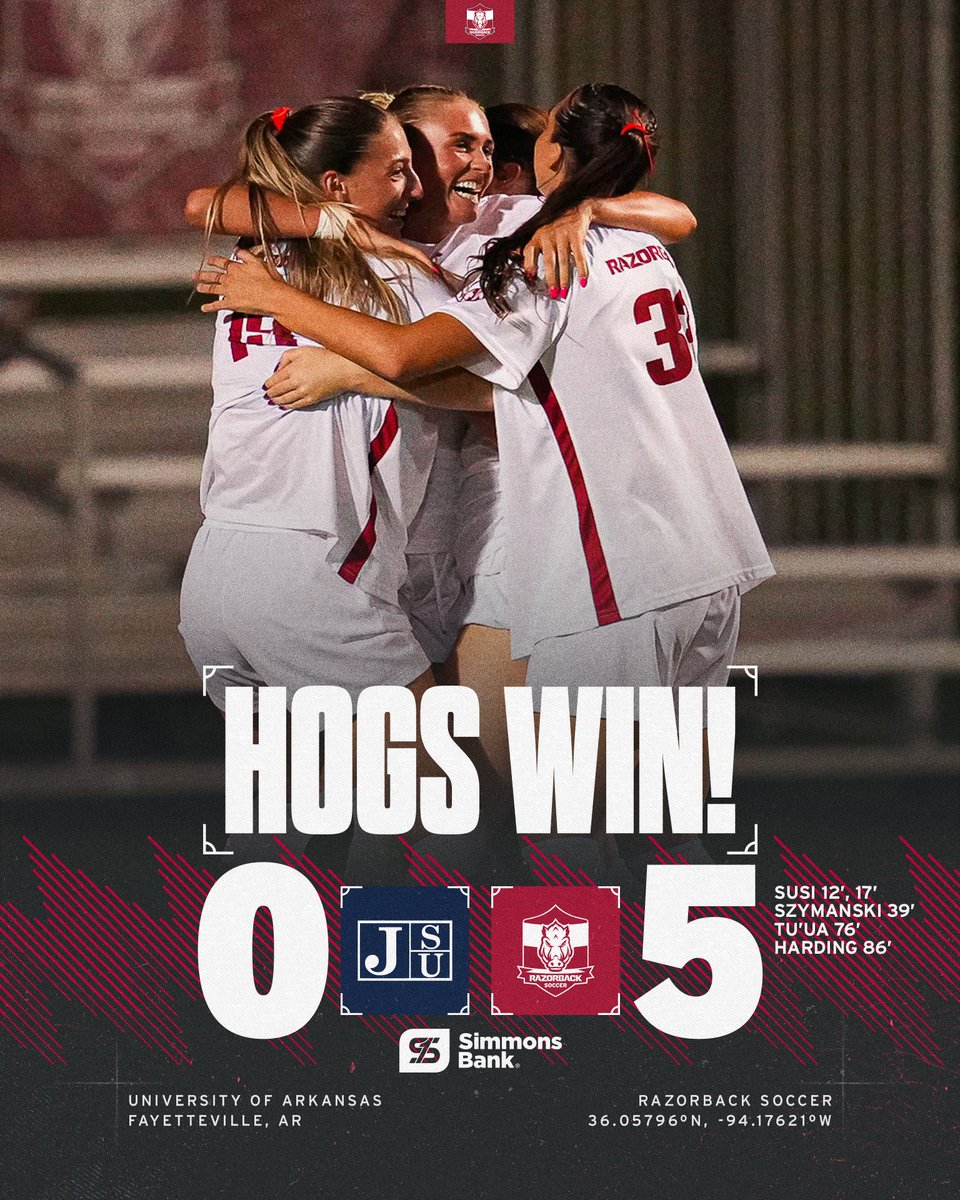RazorbackSoccer's tweet photo. HOGS WIN!!!

Non-con ✅ https://t.co/hXs3iEr0zK