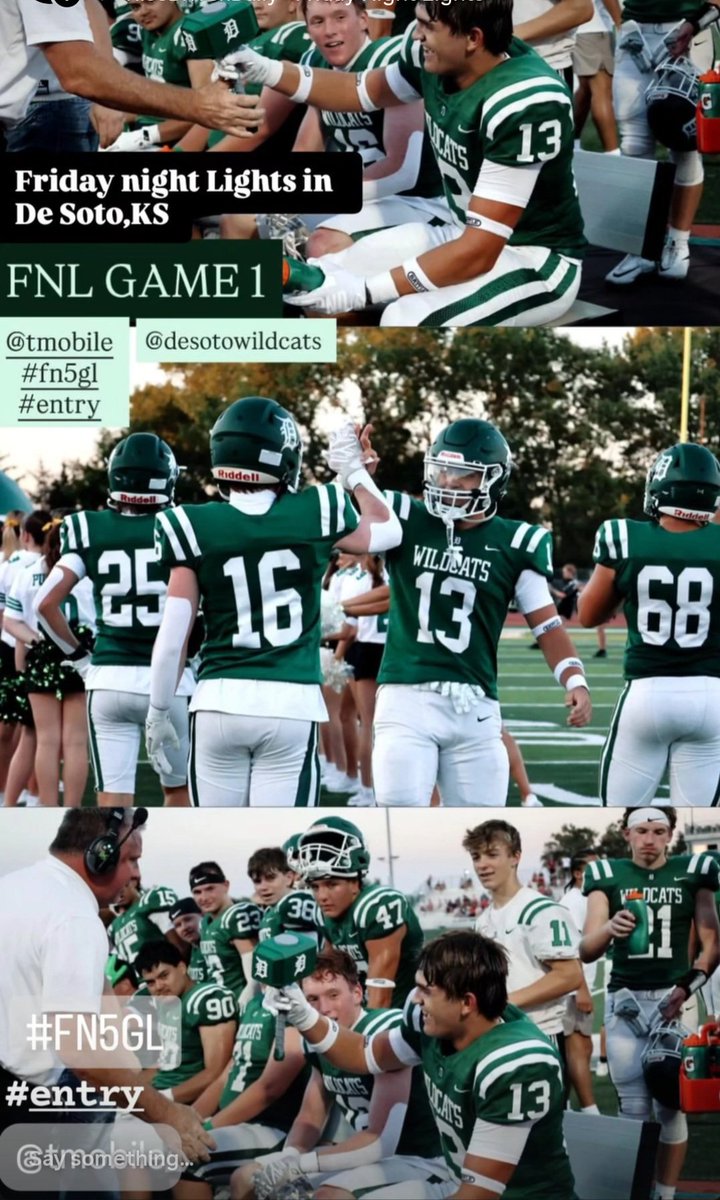 DHSQBClub's tweet photo. THIS is what Friday Night Lights look like in De Soto! 🏈🔥
HALFTIME
🟢 De Soto 31
⚪ Topeka Seaman 14
Wildcats are bringing the energy tonight! Keep it rolling in the second half! 💚🤍
@TMobile @Football_DeSoto
#FN5GL #entry #DeSotoWildcats #FridayNightLights https://t.co/HJagJgO3oA