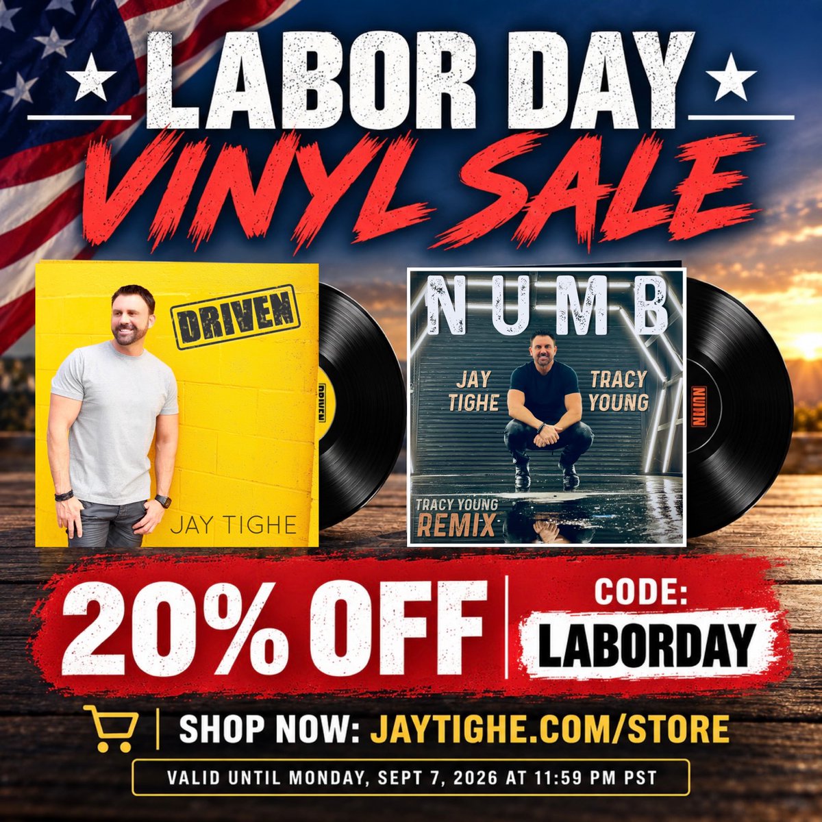 JayTighe's tweet photo. 🇺🇸 LABOR DAY VINYL SALE! 🎶
Celebrate the long weekend with 20% OFF limited-edition Jay Tighe vinyl
💿 Use code: LABORDAY
🛒 https://t.co/s3pu7Mw8ye
⏰ Sale ends Monday, Sept. 7 at 11:59 PM PST
#Vinyl #VinylRecords #VinylCollection #VinylCollector #VinylCommunity https://t.co/Eci6UoycbJ