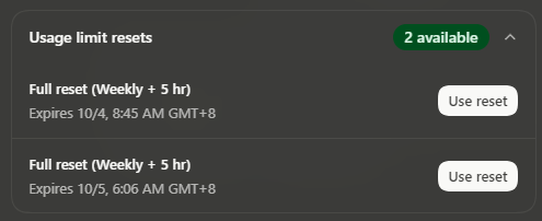 DNutz72412's tweet photo. @thsottiaux Excited to try it and I got 2 resets to burn lol https://t.co/p9XF2hCPp4