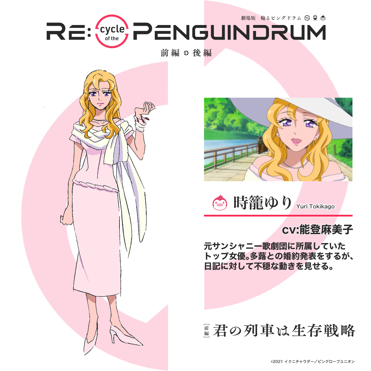 penguindrum's tweet photo. #劇場版ピンドラ キャラクター紹介🐧
￣￣￣￣￣￣￣￣￣￣￣￣￣￣￣￣￣
時籠ゆり
（CV：#能登麻美子）

＼🍎前編・後編 1週間限定上映🍎／

［前編］君の列車は生存戦略
📅9月25日(金)～10月1日(木)

［後編］僕は君を愛してる
📅10月2日(金)～10月8日(木)

▼詳細はこちら
https://t.co/ysppoNMJvx

#輪るピングドラム #ピンドラ15周年