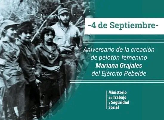 FunRRHHTunas's tweet photo. El 4 de septiembre de 1958, se constituyó en La Sierra Maestra, el pelotón femenino: Mariana Grajales; hecho que manifestó su confianza en las féminas cubanas. 
#Cuba 
#MujeresEnRevolución https://t.co/Mxa3uUlAki