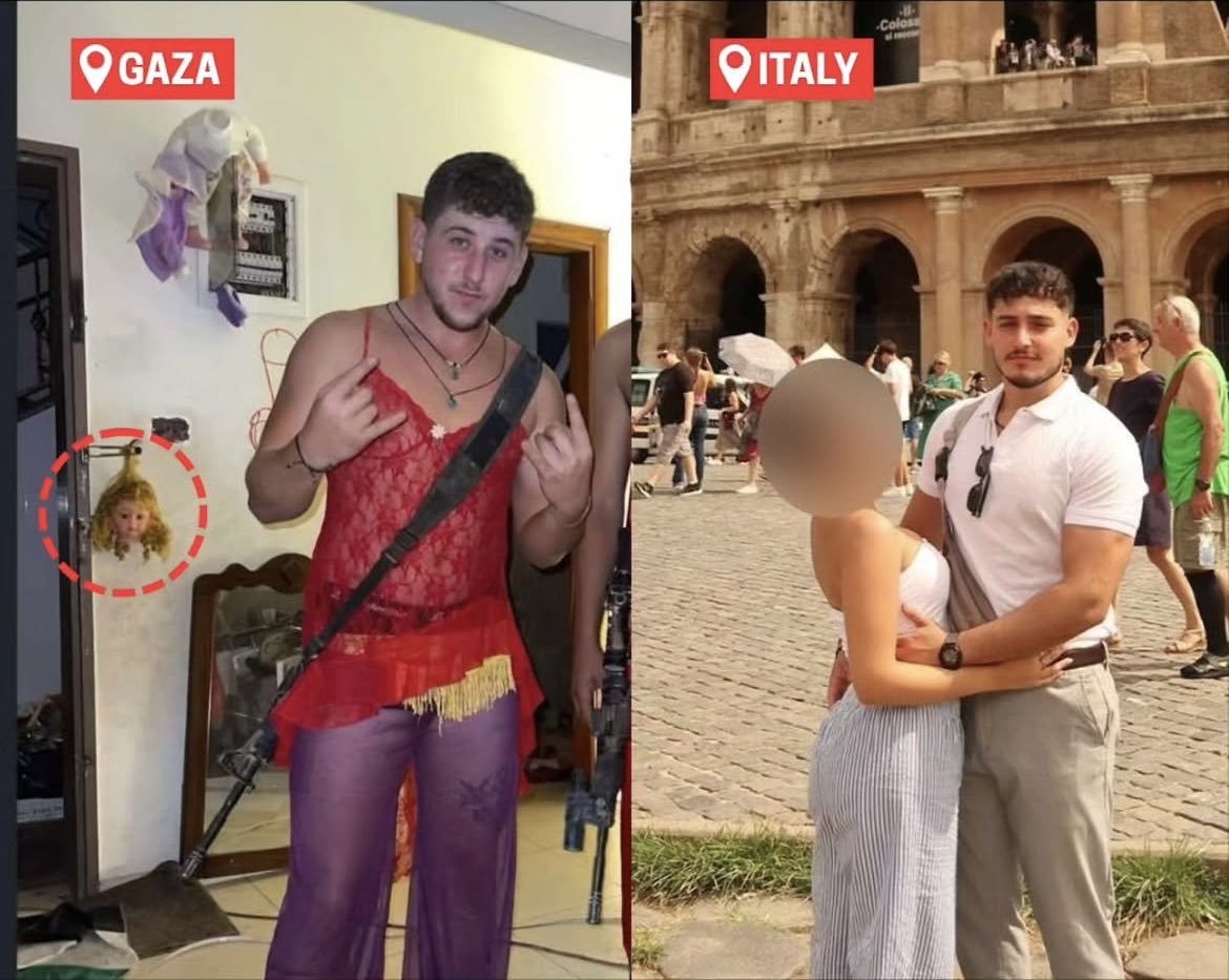 DaniMayakovski's tweet photo. Este es Ori Ben Dayan, un soldado sionista que saqueó casas, se puso la ropa interior de mujeres palestinas asesinadas/desplazadas y destruyó la Universidad Al-Azhar en Gaza.

Ahora este criminal de guerra está de vacaciones en Italia como si nada tras perpetrar un genocidio. https://t.co/klmF77wTQy