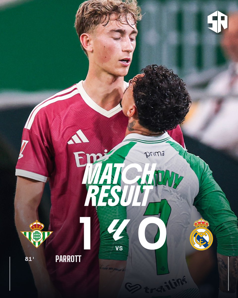 SPORTSverse2k26's tweet photo. 🚨Full Match🚨
Real Betis had Troy Parrott - One touch. One goal. One win.
Mourinho invincible squad got humbled in seville.
Mbappe missed the penalty was the main highlight of the match.

Follow @sportr for football match updates 📲 https://t.co/YCkEHc0DBF