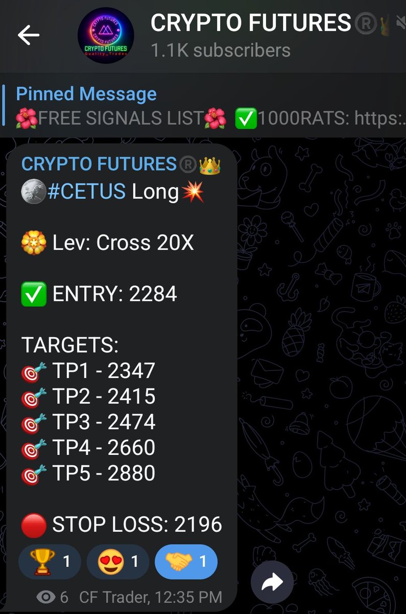 CryptoFutures78's tweet photo. Join TG:👉👉 https://t.co/nG6n1IRoTR

🪙#CETUS Long💥

🏵 Lev: Cross 20X

✅ ENTRY: 2284

TARGETS:
🎯 TP1 - 2347
🎯 TP2 - 2415
🎯 TP3 - 2474
🎯 TP4 - 2660
🎯 TP5 - 2880

🔴 STOP LOSS: 2196

#MARSCOIN #4 #DASH https://t.co/LEzDUuFcy4
