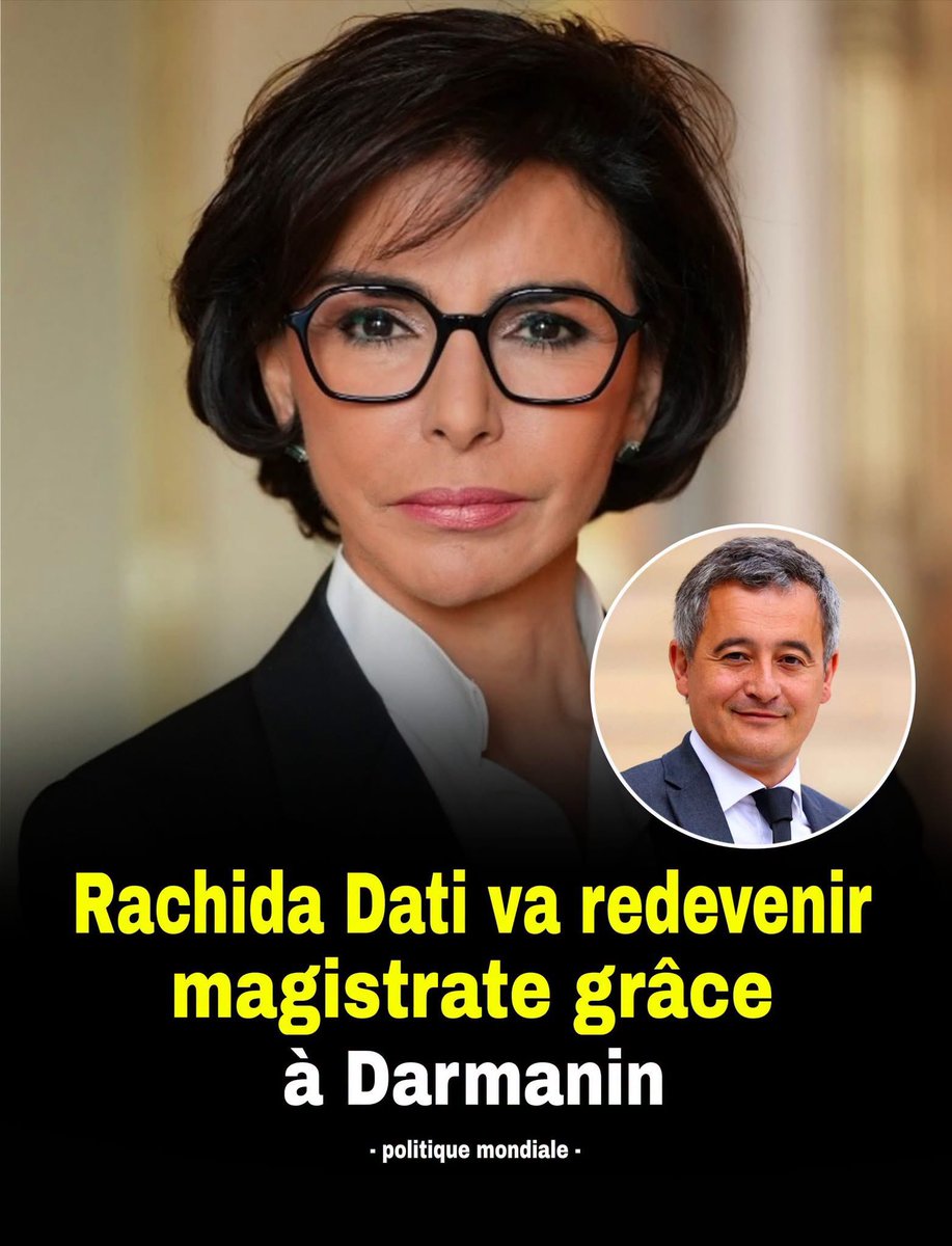 platiniumultra's tweet photo. 🚨 INCROYABLE MAIS VRAI : Rachida Dati fait son grand retour dans la magistrature !

Alors qu'elle doit être jugée devant le tribunal pour corruption et trafic d'influence dans l'affaire Renault-Nissan, l'actuelle ministre de la Culture vient d'être réintégrée dans le corps des magistrats. Et ce n'est pas tout : un poste lui a été directement proposé par le ministère de la Justice, juste une semaine avant l'annonce de son renvoi en correctionnelle.

Mise en disponibilité pendant ses mandats politiques, elle a simplement fait valoir ses droits administratifs pour redevenir juge. Une situation juridique parfaitement légale, mais un timing qui fait déjà scandale dans le monde judiciaire.
