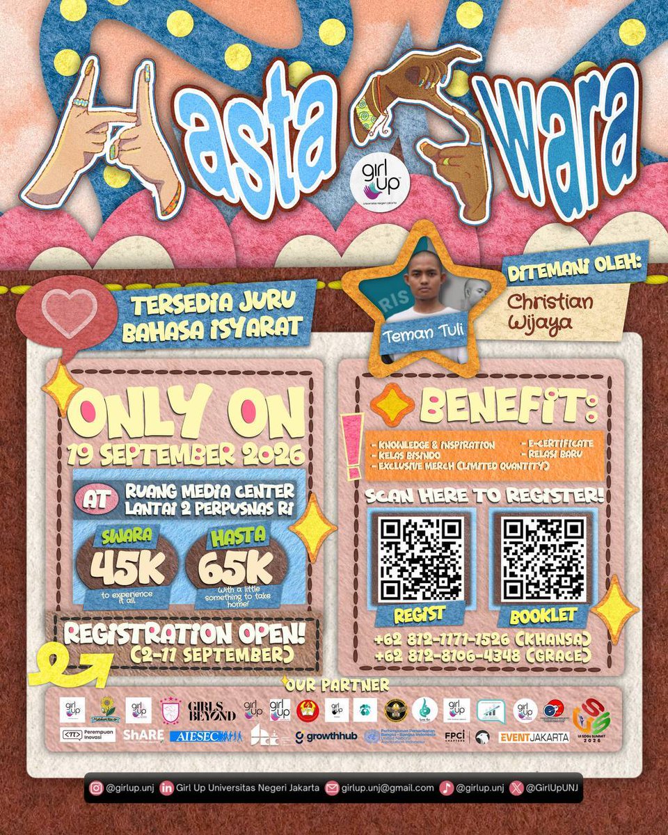 unjfess_'s tweet photo. temen-temen girl up unj lagi ngadain kelas bisindo (bahasa isyarat indonesia) untuk beginner. yuk yg baru mau belajar bisa ikut! acaranya di tanggal 19 sept nanti di perpusnas 🤩 unj! https://t.co/zfdQhKtjZE