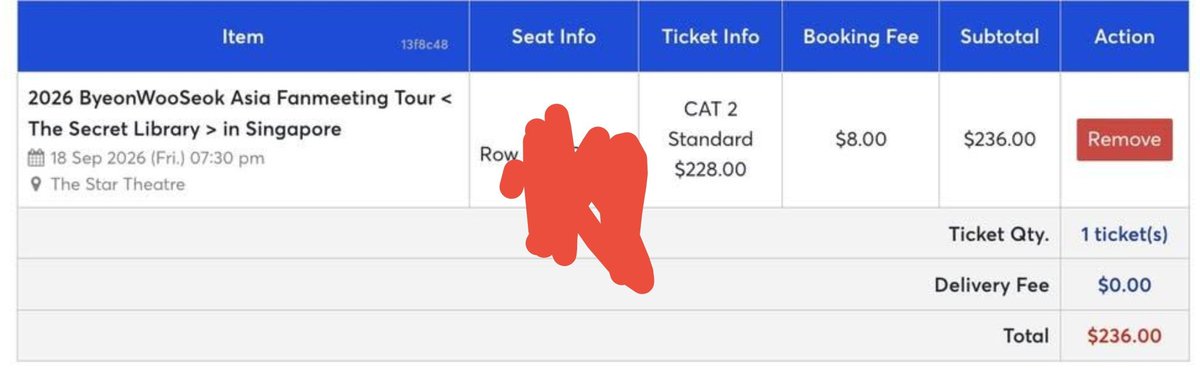 Yuu555222000's tweet photo. WTS
BYEON WOO SEOK – The Secret Library Asia Fanmeeting  Singapore 🇸🇬
🗓️ SEP 18

Available 
 🎫2× Zone B 
🎫 2× Zone F

🌎Local &amp; international fans 
Immediate tickmasterr transfer 
📨Dm me to buy📥

#BYEONWOOSEOKinSG #BYEONWOOSEOK_TOUR_in_SINGAPORE #TheSecretLibrary_in_SINGAPORE https://t.co/DPhqlwfQxm