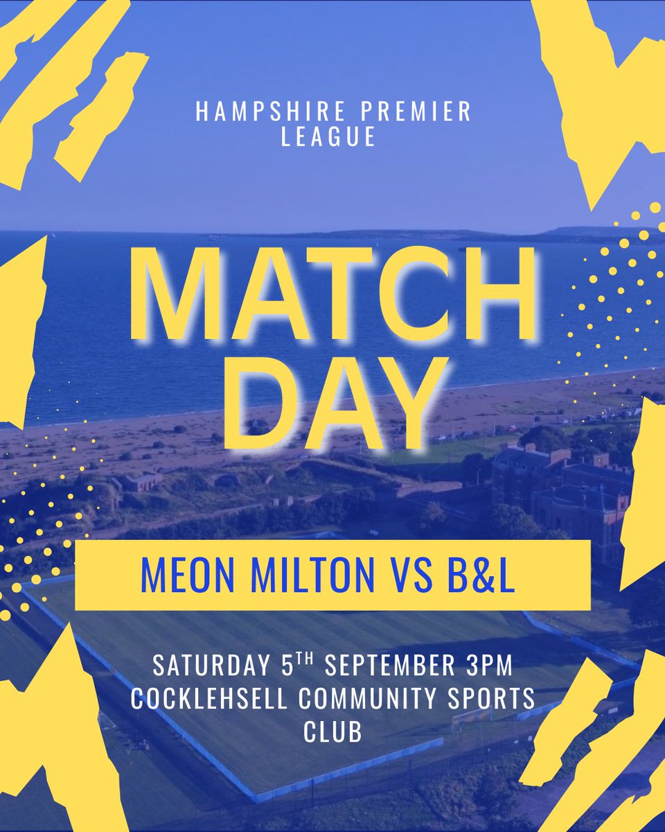 FCMeonMilton's tweet photo. 🟡🔵 𝙈𝘼𝙏𝘾𝙃𝘿𝘼𝙔🔵🟡

🆚 @bandlfc 
📍 Cockleshell CSC, PO4 9SA
⏰ 3pm

#UTM https://t.co/ICZlJnJ1RT