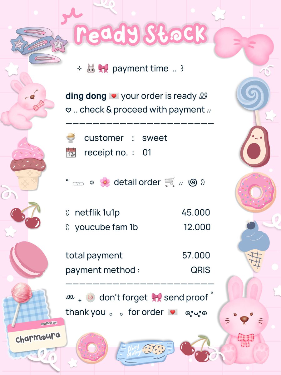 charmouraa's tweet photo. ㅤ
ㅤ៸៸   🎀   help  repost?  Sankyu   —   ”

ㅤ👛  ⋮   kOnichiwaA，minAsann  Ი .. Ი
ㅤ ⠷ 𓄲   ready stock  🚚  💌  cek ALT
ㅤ꒰  wording  ꒱  for receipt pay  𓈄᳸  🐰
ㅤⓘ  bisa jemput  by DM  atau WA   💭
     #zonauangㅤ
ㅤ https://t.co/Qe9BF8m14s