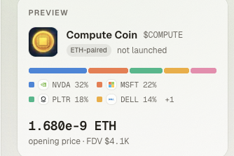 onchaincrow's tweet photo. Saw NEST ripping right now, first Pons multi-stock pair launchpad

They have a BASKET for Compute Stocks

Going to deploy a $COMPUTE coin on @nestpadrh, it will be the first coin on RH where you can hedge the takeover of Compute
https://t.co/oMxbLcG8AR https://t.co/rnTenxbuU1