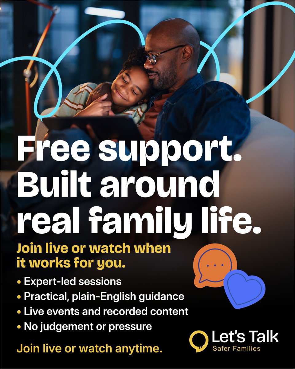 DC_PCC's tweet photo. Let's Talk Safer Families provides free webinars, trusted advice and practical support to help parents and carers build stronger connections and keep young people safe.

💻 Free online sessions🔗 https://t.co/6bVrdfpywZ

#LetsTalkSaferFamilies #ParentingSupport #Family https://t.co/e19vCzS0qX