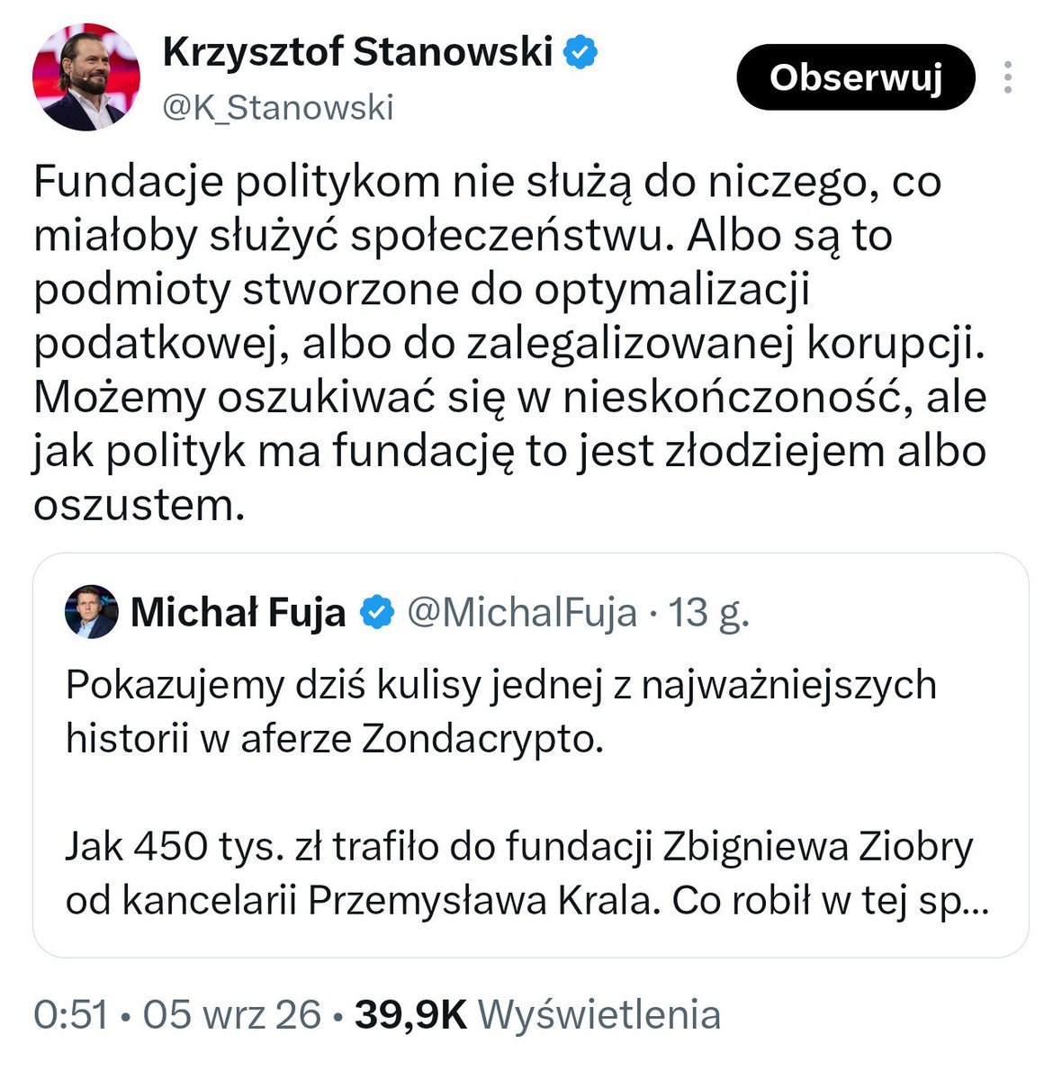 LeskiPiotr's tweet photo. Stanowski ostro o fundacji żony prezydenta🙈 https://t.co/X7OTMydwjf