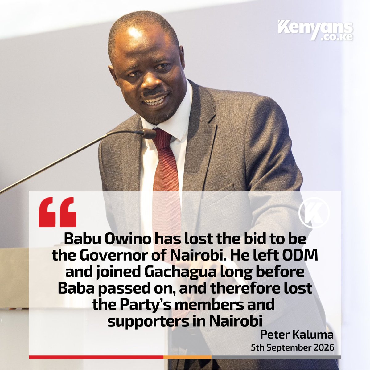 Kenyans's tweet photo. Babu Owino has lost the bid to be the Governor of Nairobi - Peter Kaluma https://t.co/0xoQrOuH5K