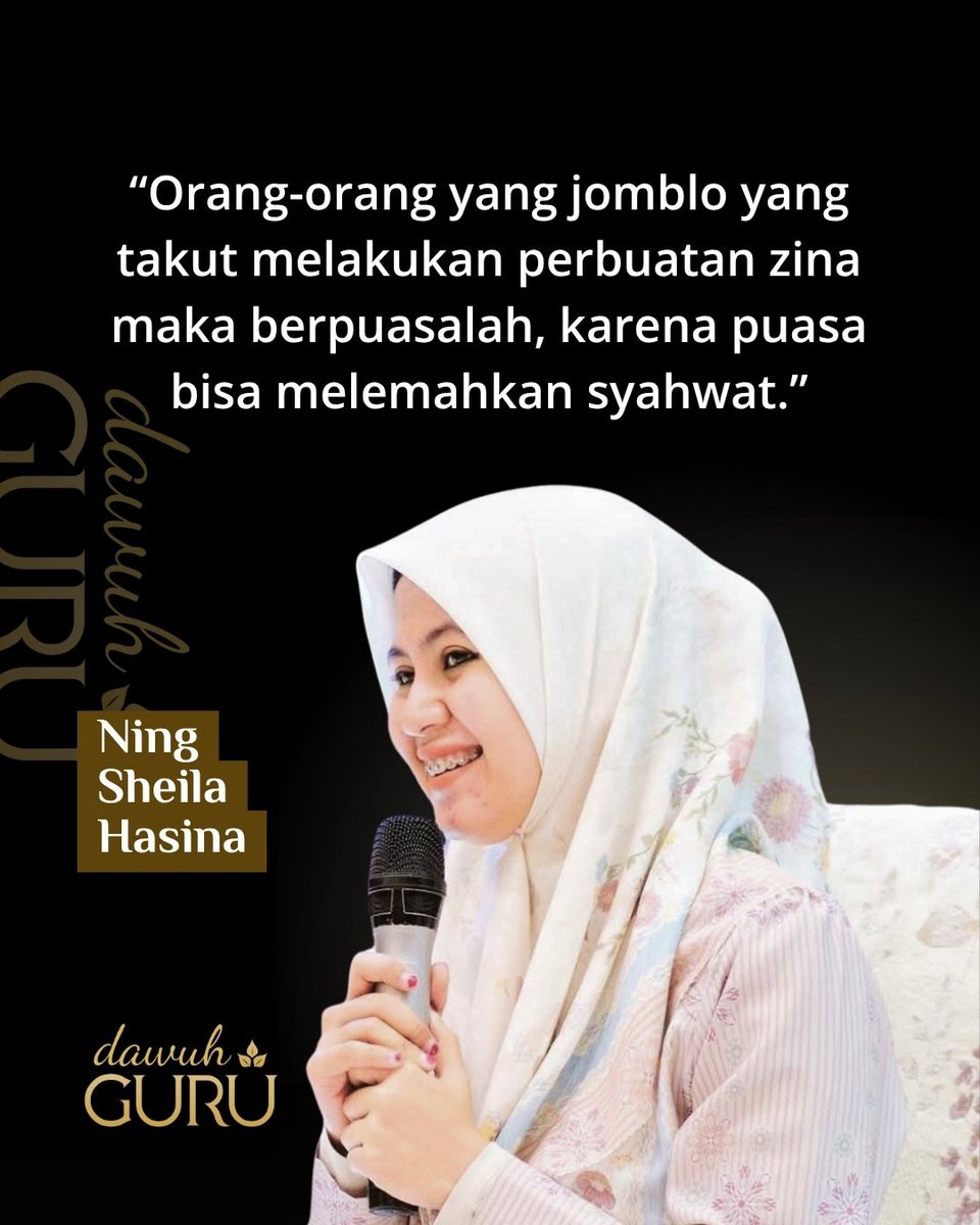 dawuhguru's tweet photo. “Orang-orang yang jomblo, yang takut melakukan perbuatan zina, maka berpuasalah, karena puasa bisa melemahkan syahwat.”
— Ning Sheila Hasina https://t.co/Nu3E5VEGbT