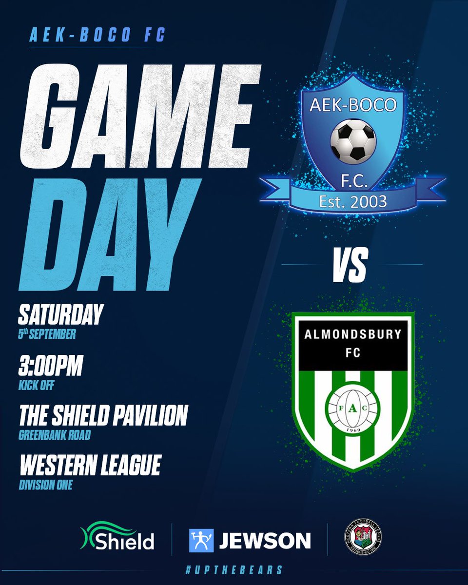 aekbocofc's tweet photo. 𝗚𝗔𝗠𝗘𝗗𝗔𝗬 🐻🔵

The Bears are back at home! 🏠

AEK-BOCO welcome @Almondsbury_FC to The Shield Pavilion this afternoon.

⚽️ AEK-BOCO FC vs Almondsbury FC
🕒 3:00PM KO
🗓️ Today
📍 The Shield Pavilion, Greenbank Road
🏆 Western League Division One

#UPTHEBEARS https://t.co/o8R42lHlgD