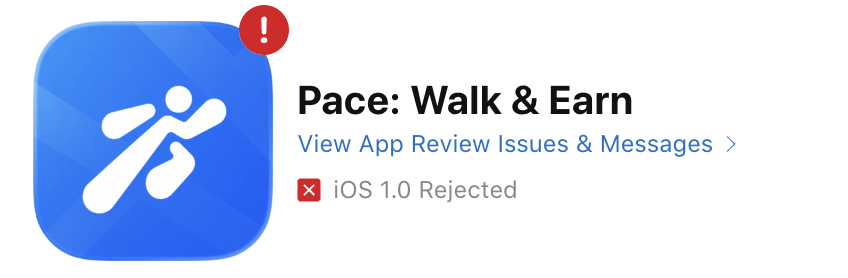 PaceEarn's tweet photo. Our app was rejected by Apple, and they requested some additional details. We’ve provided all the information they asked for and are now waiting for their response.

Hopefully, everything will be approved soon and we’ll be listed on the App Store shortly. https://t.co/IVZggBq7qJ