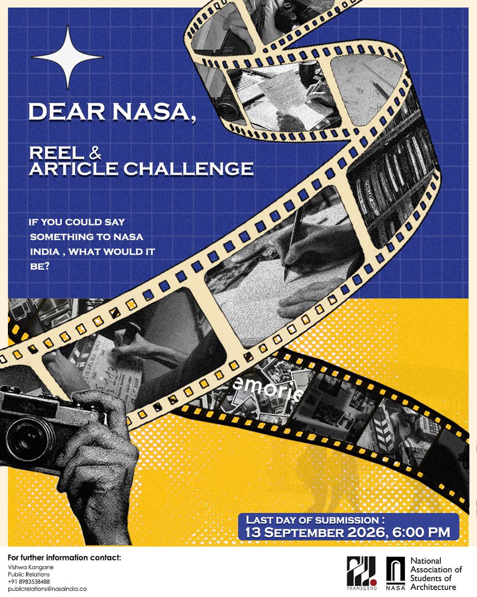 wenasaindia's tweet photo. DEAR NASA | Reel & Article Challenge
Your NASA journey deserves to be remembered.
This NASA Day, share your memories, experiences, connections and reflections with the association.
Write to NASA. Share your journey.
#NASAIndia #DearNASA #LetusTRASCEND https://t.co/BhLYrH5ksI