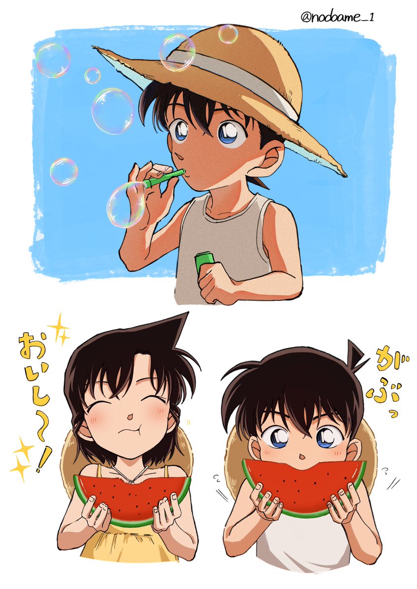 nodoame_1's tweet photo. ちび新蘭  仲良し🍉 https://t.co/GpB5vMSJsI