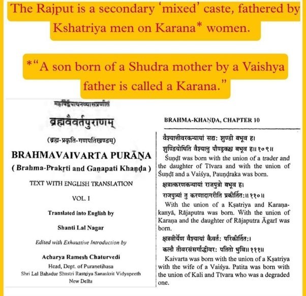 UniverseBoosuh's tweet photo. मध्यकालीन युग में राजपूत एक निम्न जाति थे, क्योंकि वे उन हिंदू शासकों (जिन्होंने मुस्लिम आक्रमण के बाद संघ बनाया) की संतान थे जिनकी माताएँ निम्न वर्ण की थीं। इन हिंदू शासकों का कोई राज्य नहीं रह गया था, वे एक छोटे से क्षेत्र तक सीमित हो गए थे। राज्य और कर के बिना कोई शासक ++ https://t.co/4KargBq8PD