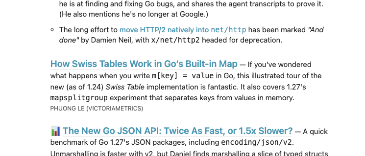 func25's tweet photo. Cool, our article got featured in https://t.co/L8UeKLxMu6 this week. If you don’t know how Go maps work under the hood yet, now's a good time to catch up:
https://t.co/ES4NdlhHU1 https://t.co/1wzhtBqiF3