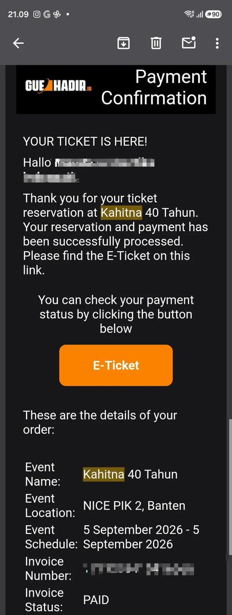 ryansyah051's tweet photo. ‼️ WTS Jual Tiket Konser Kahitna 40 Tahun⚡ 

🎟️ Ready Silver Kanan | 2tix
📆 5 Sep 2026 - PIK
💵 @ 400k/tix 

❎ No COD berhalangan hadir
✔️ Trusted 100% | Incld Surat Kuasa | Bisa kirim eticket duluan

📩 DM / WA (cek no wa di bio/profile ya)

t. wtb beli #zonauang https://t.co/TW8sumWQpz