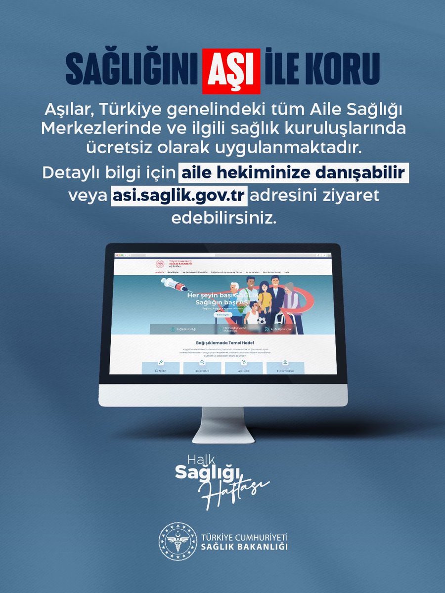 saglikbakanligi's tweet photo. Sağlığını Aşı İle Koru❗️

#HalkSağlığıHaftası https://t.co/puZTX7XcEo
