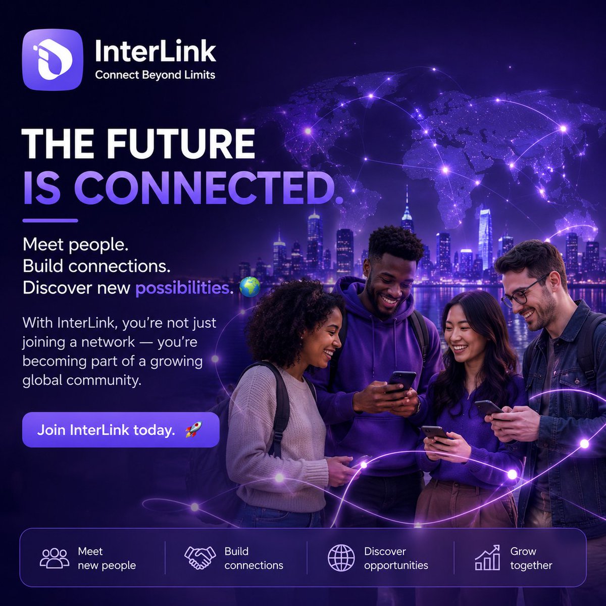 MUIDEENSERml's tweet photo. ✨ THE FUTURE IS CONNECTED.

Meet people. Build connections. Discover new possibilities. 🌎
With InterLink, you’re not just joining a network.
Join InterLink today. 🚀💜

#InterLink #GlobalCommunity #ConnectBeyondLimits #Future #Growth https://t.co/HjydScAjQb