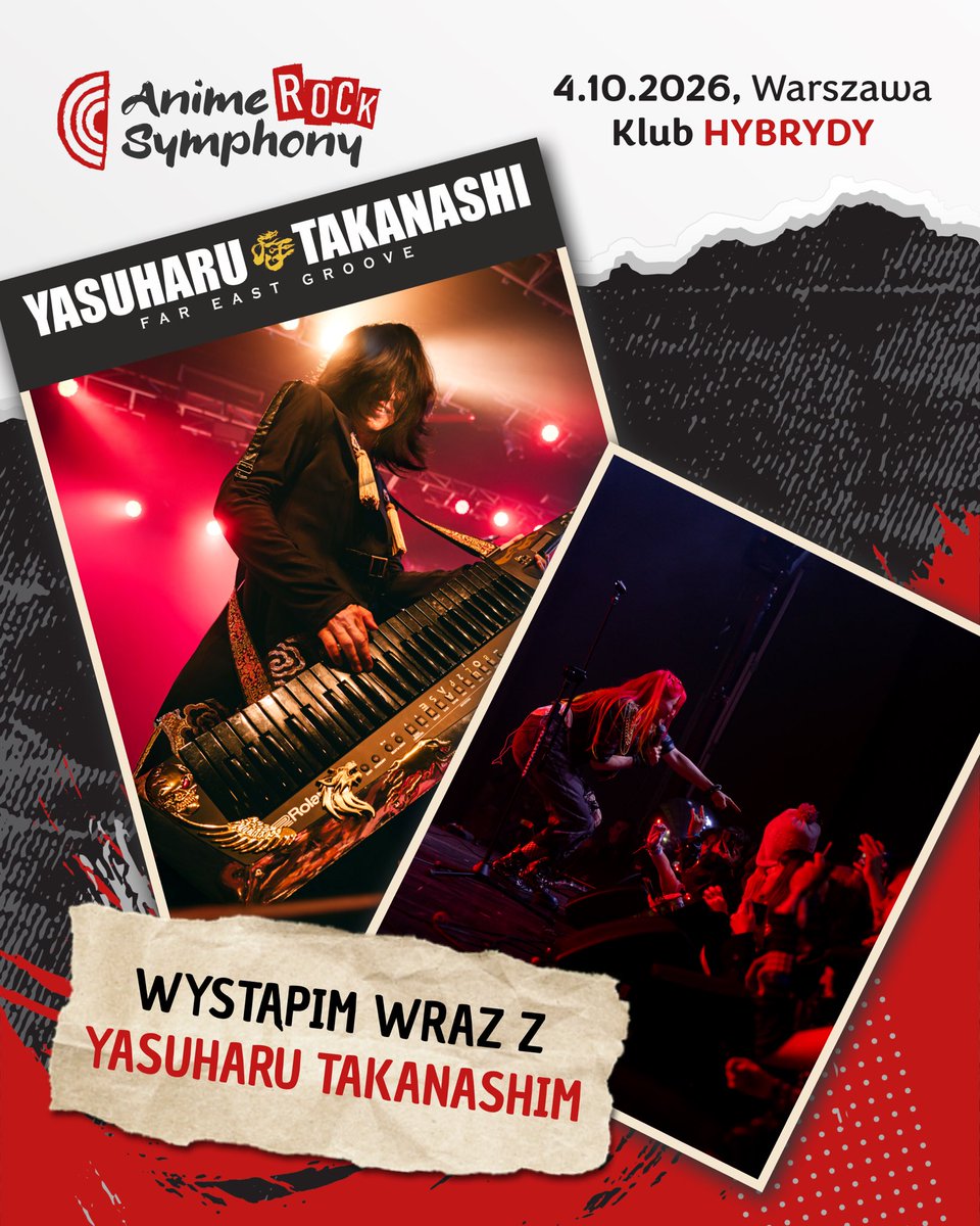 FarEastGroove's tweet photo. 🇵🇱ゲストアクト 詳細発表！！🇵🇱
10月4日、Hybrydy Clubで開催される、Far East Groove ワルシャワ公演に、Anime Symphony Rock のゲスト出演が決定しました！🔥

Anime Symphony Rockは、ボーカリスト Carolina Mrugała とともに活動する、アニメ音楽とロックを融合したプロジェクトであり、この日のために用意されたスペシャルなロックセットで、ワルシャワのステージを一緒に盛り上げてくれます！
Anime Symphony Rockとともにお届けする、特別な一夜をぜひお楽しみに！🤘🐉

📍 Hybrydy Club, Warsaw
📅 October 4, 2026