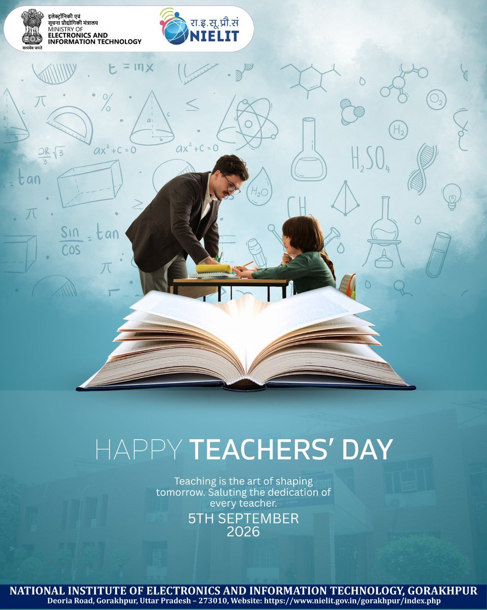 GKP_NIELIT's tweet photo. Wishing you all a very Happy Teachers’ Day!
#TeachersDay #DrRadhakrishnan #ShikshakDiwas #NationBuilders https://t.co/JFsD36AnGk