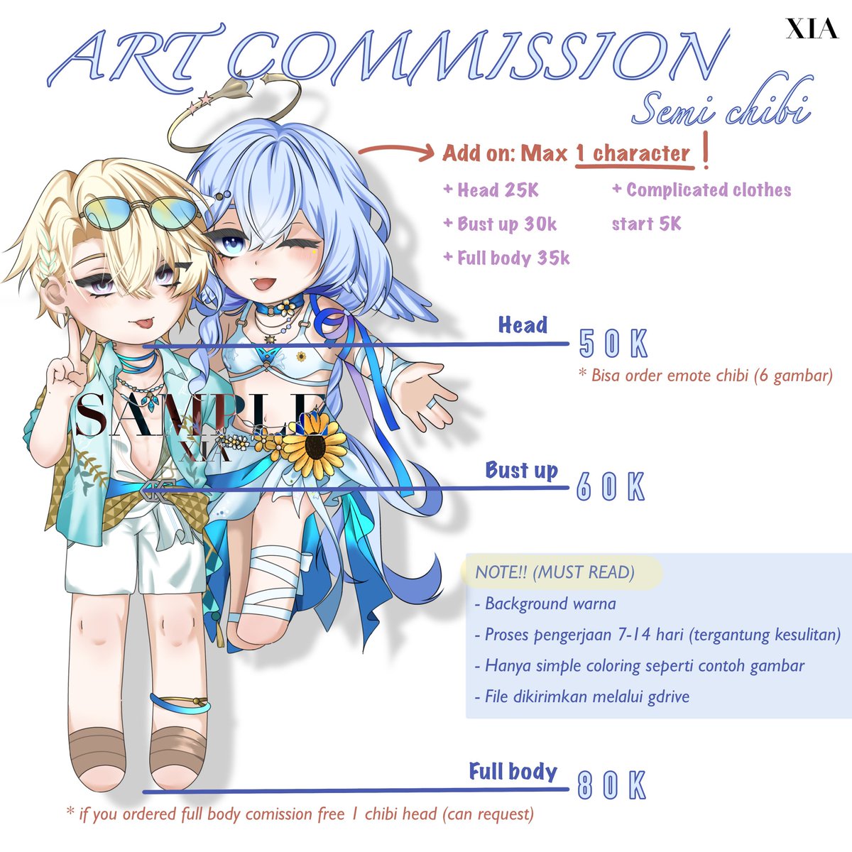 lycorisruella's tweet photo. Haloo, buat yg lagi males gambar/nyari tempat komisian yg terjangkau buat nge halu bareng oshi, bisa nih commission di aku 😆🩵
 
Free 1 chibi head yaa buat opsi full body &amp; berlaku bagi 1 slot pertama yaa
#opencommission #oc #yumeship #art https://t.co/S9l7Nr3GxG