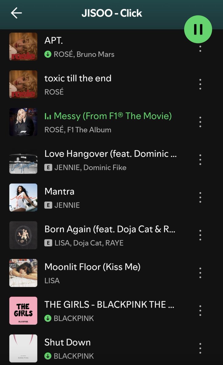 blinkcoded's tweet photo. JISOO en su playlist de Click en Spotify puso canciones de las pinks y de blackpink 🖤💓 https://t.co/j05CYSuqLU
