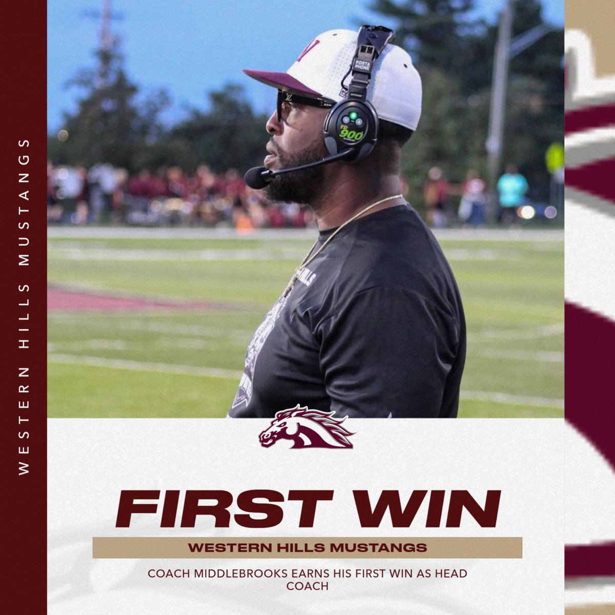 WestHiMustangs's tweet photo. Congratulations to Coach Middlebrooks on his first win as the Mustangs HC! More otw!

@cmac_sports | @iamcpsathletics 

#NewEra #GoWest 🐎 https://t.co/aujps9BvLa