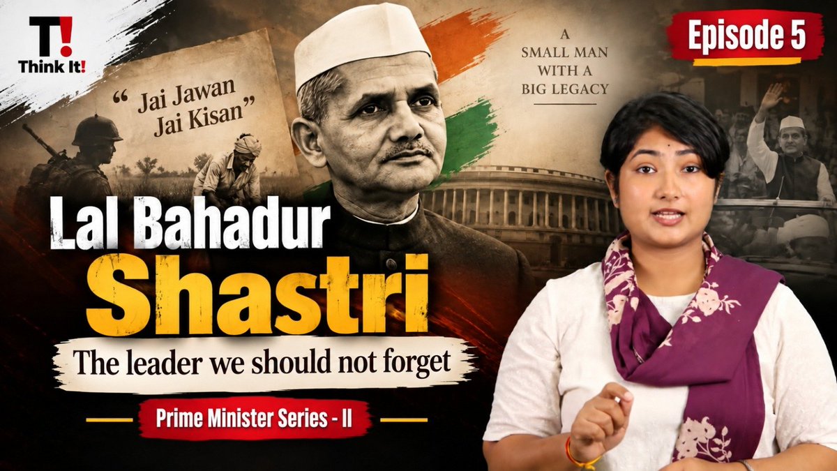 IndiaThinkForum's tweet photo. Think It –Episode 5 | Lal Bahadur Shastri: The Leader We Should Not Forget

https://t.co/YZf6Uwo6zy

From a humble childhood to becoming India’s second Prime Minister, Shastri Ji’s journey was defined by simplicity, discipline and an unwavering sense of responsibility.
#Shastriji https://t.co/WUTaEXw3bf