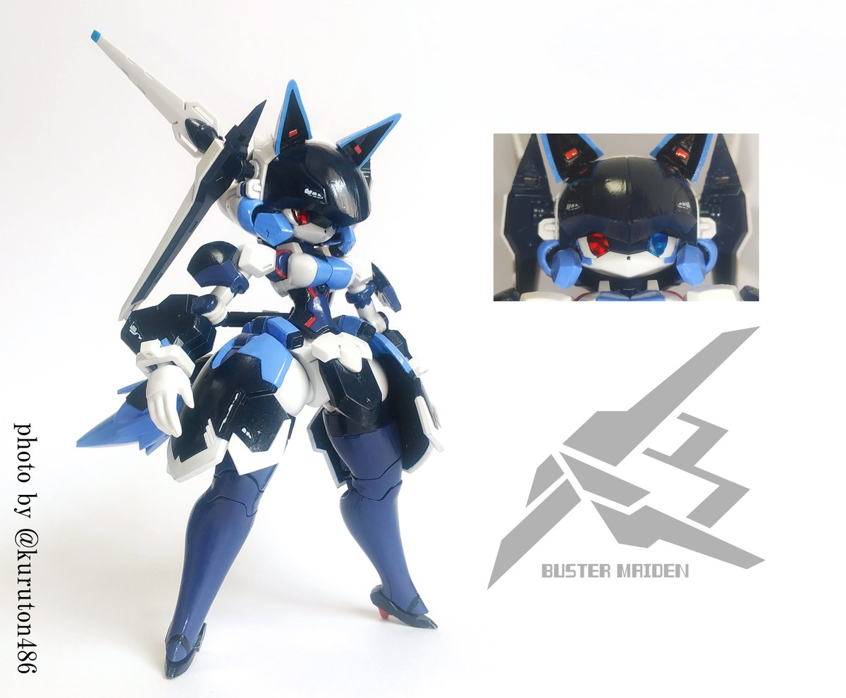 kuruton486's tweet photo. 爆誕！オッドアイメカケモバスターメイデン🦊
頭部横パーツの先端を使ってメカケモ耳に
刀と尻尾は30Ｍシリーズから拝借 https://t.co/BDhs49AzRg