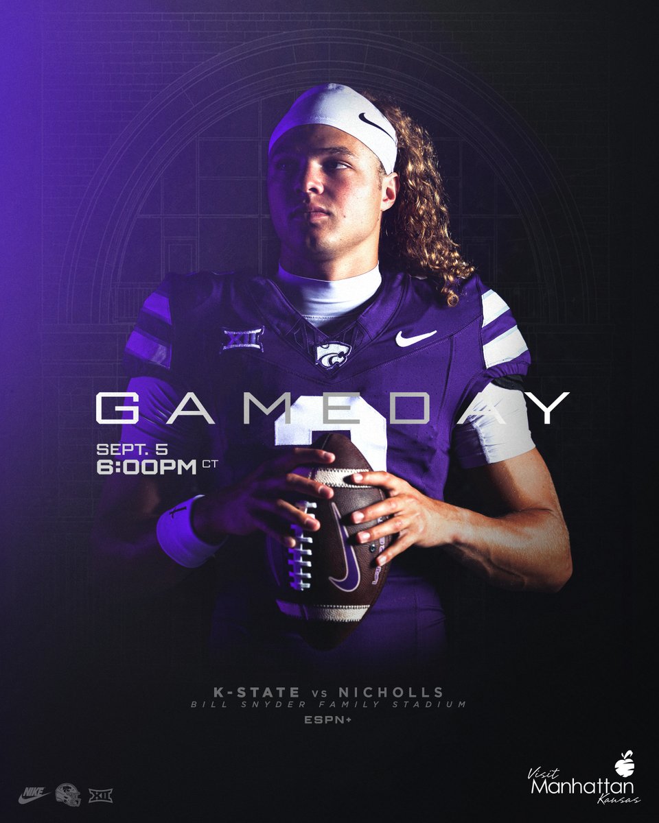 KStateFB's tweet photo. GAMEDAY.

🆚 Nicholls
🏟️ Bill Snyder Family Stadium
⏰ 6:00 PM CT
🔗 https://t.co/CKpLmGEV3e https://t.co/xjGGrYy0K5