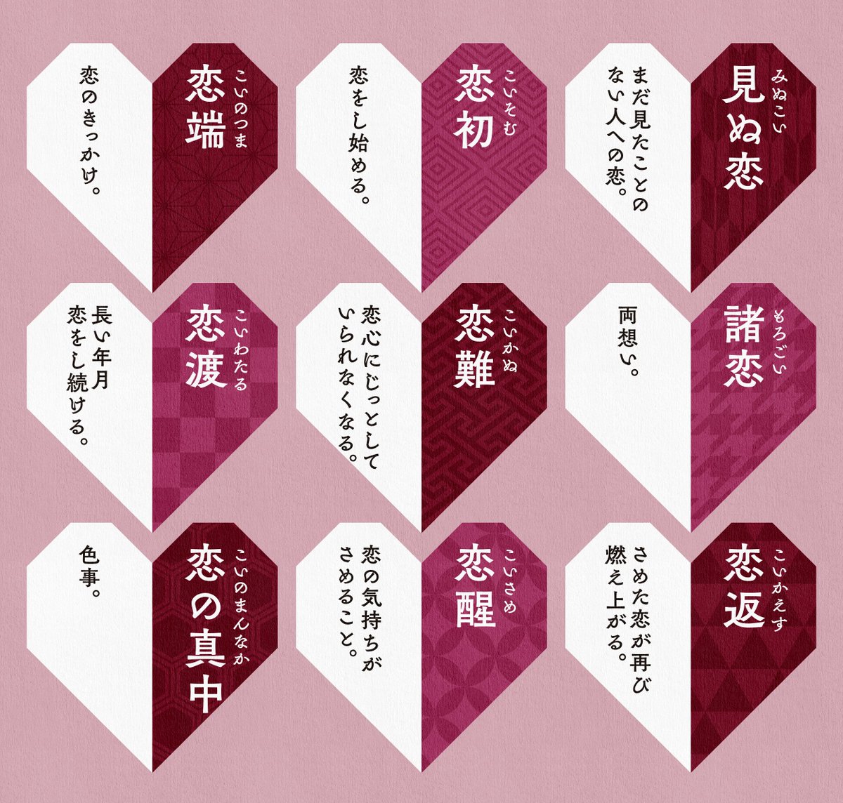q_micke's tweet photo. 恋にまつわる美しい古語💘 https://t.co/yDPkWzbEUv