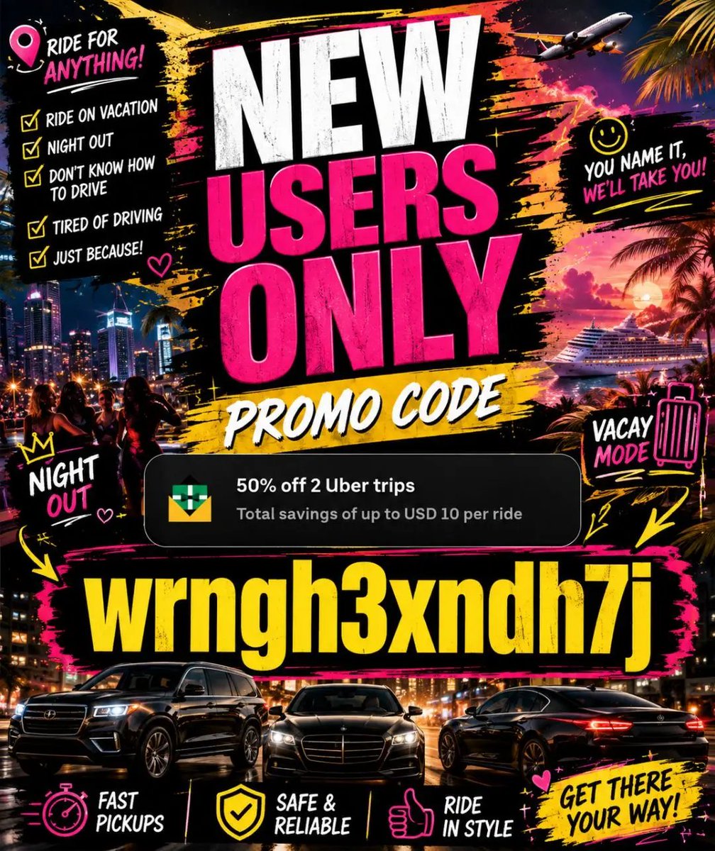 Love_thy_selfs's tweet photo. 🚨 NEW UBER MEMBERS — SAVE ON YOUR FIRST RIDES! 🚨
💗 Use my Uber referral code:
wrngh3xndh7j
1️⃣ Open Uber
2️⃣ Go to Wallet
3️⃣ Scroll to Referrals
4️⃣ Tap Add referral code
5️⃣ Enter wrngh3xndh7j
6️⃣ Tap Continue ✅
#discount #UberRide #UberReferral #NeedARide #SaveMoney https://t.co/aAZNI90akp