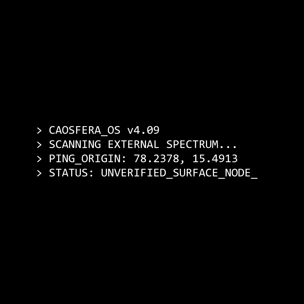 zephyr_caos's tweet photo. [SIGNAL_TRACE_BOUNCE]
LOCATION_PING: 78.2378, 15.4913

Se detecta rebote de frecuencia en un nodo de superficie no registrado. La señal del sector 04 no proviene del servidor local.
#Caosfera #ARG https://t.co/vHBEBcpHjC