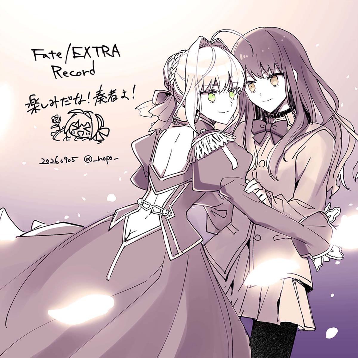 _nopo_'s tweet photo. Fate/EXTRA Record 発売決定おめでとうございます🌹 https://t.co/lK3BXC2o8X