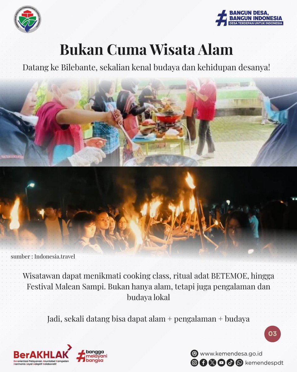 kemendespdt's tweet photo. SabtuDesaku kali ini mengajak #SobatDesa berkenalan dengan Bilebante.

Di desa ini, potensi alam, budaya, dan ekonomi masyarakat terus dikembangkan menjadi kekuatan bersama. https://t.co/xrGjko43cY
