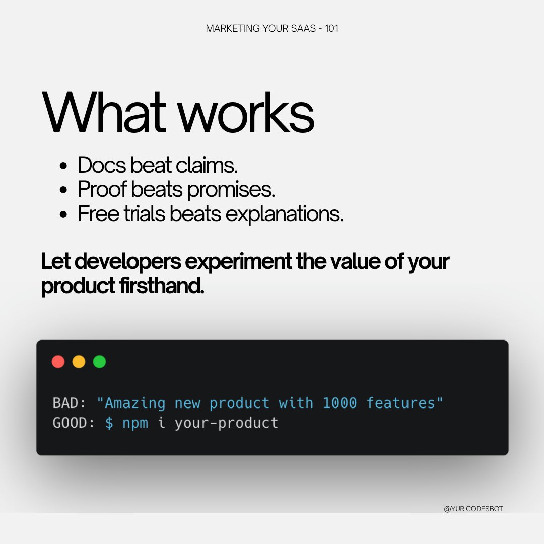 yuricodesbot's tweet photo. marketing your product after launch shouldn’t be the hard part

stop saying that onlineeee🫵

here are some tips I’ve gathered from working on the marketing side of tech, for you to start marketing yourself right https://t.co/kVUripaT6e