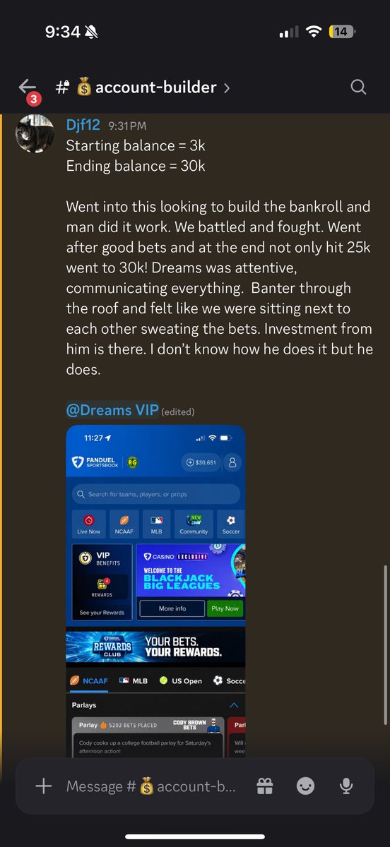DreamsBets's tweet photo. Another Account Builder ✅

Client trusting me to turn his $3,000 to $30,000 and we did just that 💸

Message me for Account Builder info 

https://t.co/RILxX0FjeQ https://t.co/D1actreFSE