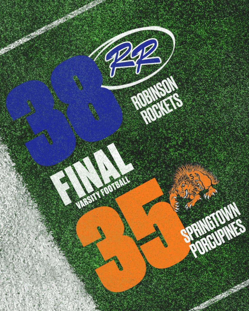 RobinsonHSFB's tweet photo. ROCKETS WIN! 

field goal seals it.

ROBINSON 38 | SPRINGTOWN 35

Rockets never quit 

#RNQ https://t.co/ijFBnv9wgP